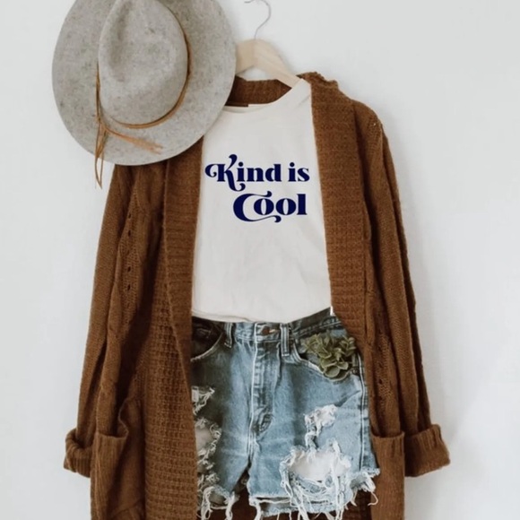 Bella Canvas Tops - KIND IS COOL T-Shirt Womens White SPIRITUAL LOVE LIFE PEACE YOGA VIBES Graphic T